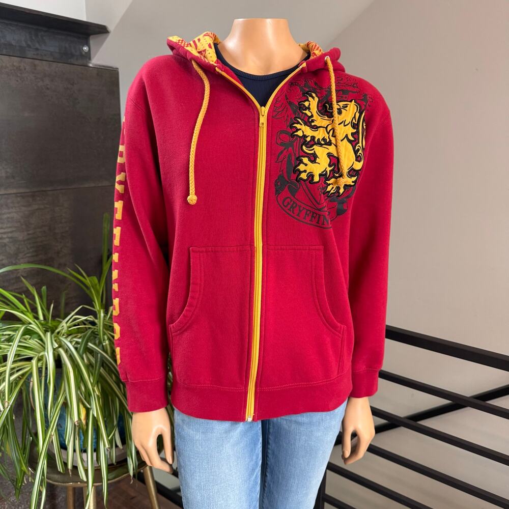 Harry Potter Universal Studios Gryffindor Zip Up Hoodie Jacket Red Gold Size XS